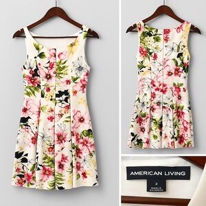 American Living Floral Mini Dress - White and Pink